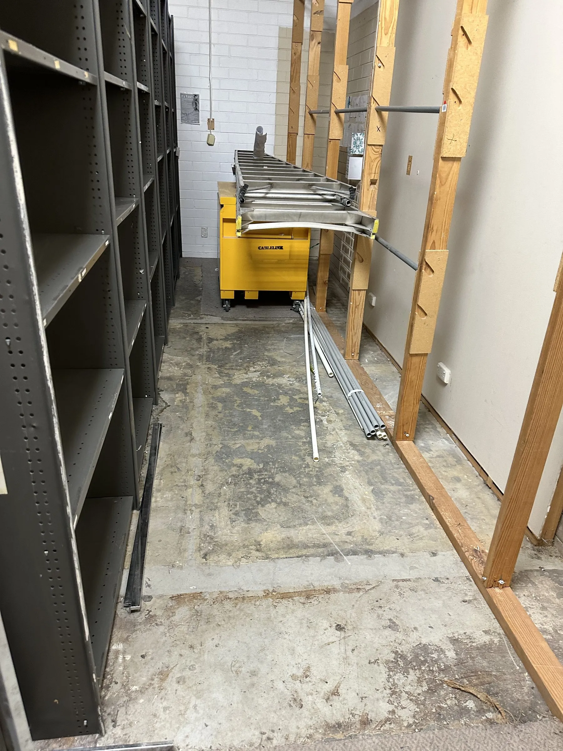 Shelving aisle on a JC warehouse job